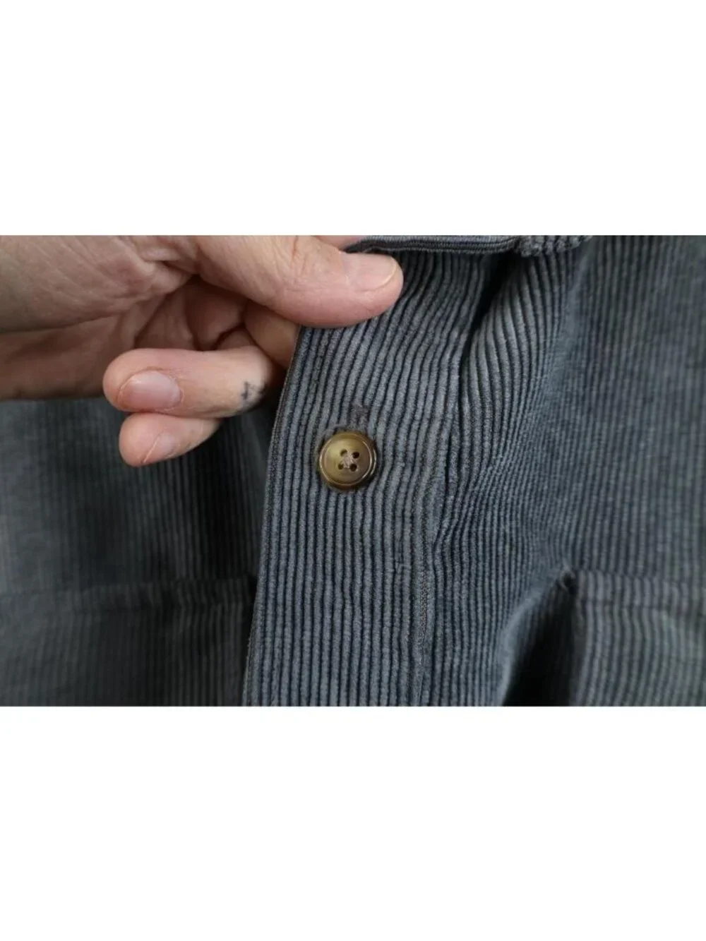 Vtg 90s Y2K Streetwear Mens 3XL Faded Corduroy Collared Button Shirt Steel Blue